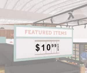 Promo sign insert of the flip pad variety meant to fit in the Iconic Collection Promo Sign (sold separately)