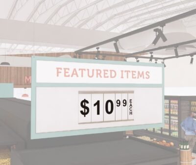 Promo sign insert of the flip pad variety meant to fit in the Iconic Collection Promo Sign (sold separately)