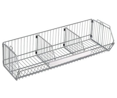 Quantum 48"W x 14"D x 9"H Chrome Modular Wire Stacking Basket