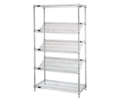 Quantum 48"W x 24"D x 63"H Chrome Slanted Shelving