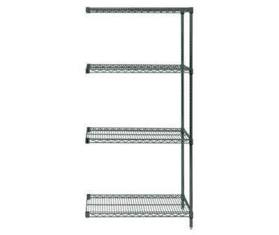 Quantum 36"W x 24"D x 63"H 4 -Tier Green Wire Shelving Add-On Kit