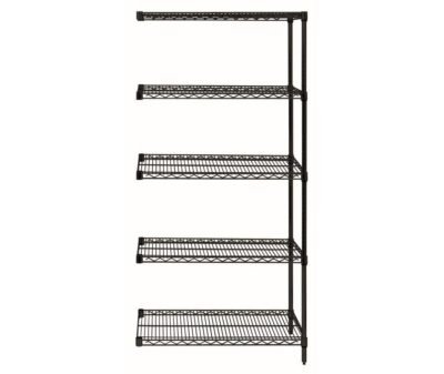 Quantum 30"W x 24"D x 63"H 5 -Tier Black Wire Shelving Add-On Kit