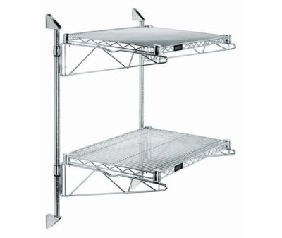 Quantum Chrome Cantilever Double Shelf Post Wall Mount (2) 48"W x 24"D shelves