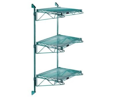 Quantum Green Cantilever Double Shelf Post Wall Mount (3) 42"W x 18"D shelves