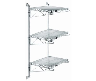 Quantum Chrome Cantilever Double Shelf Post Wall Mount (3) 72"W x 14"D shelves