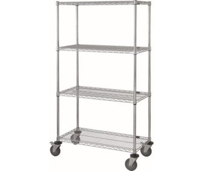 Quantum 48"W x 18"D x 80"H 4 -Tier Chrome Mobile Cart