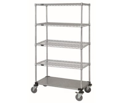 Quantum 48"W x 18"D x 80"H 5 -Tier Chrome|Galvanized Mobile Cart