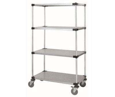 5-Tier Galvanized Mobile cart that is 36" wide by 18" deep and 69" high.