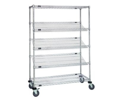 5-Tier Chrome Mobile cart that is 48" wide by 18" deep and 63" high.