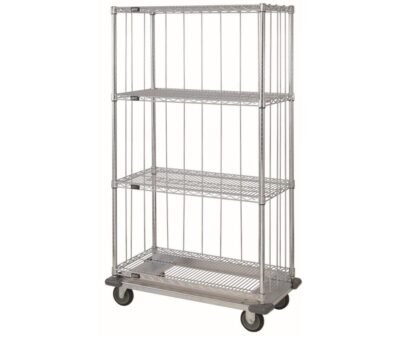 Quantum 60"W x 24"D x 70"H 4 -Tier Chrome Mobile Enclosure Cart