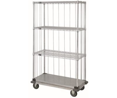 Quantum 36"W x 18"D x 70"H 4 -Tier Chrome|Galvanized Mobile Enclosure Cart