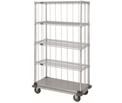 Quantum 36"W x 24"D x 70"H 5 -Tier Chrome|Galvanized Mobile Enclosure Cart