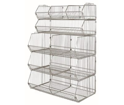 Quantum 36"W x 20"D x 54"H Chrome stationary Stacking Basket System