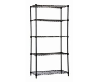 Quantum 72"W x 21"D x 74"H 5 -Tier Black Wire Shelving Starter Kit