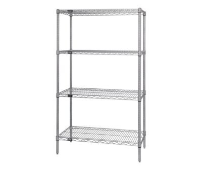 Quantum 24"W x 18"D x 86"H 4 -Tier Stainless Wire Shelving Starter Kit