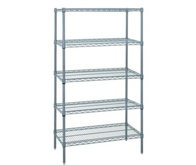 Quantum 48"W x 14"D x 86"H 5 -Tier Gray Wire Shelving Starter Kit