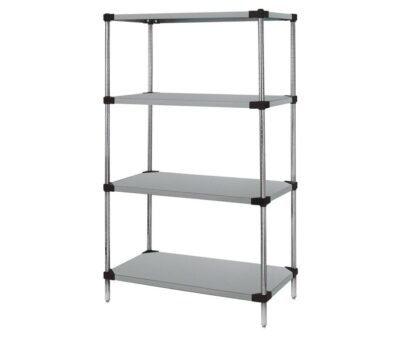 Quantum 42"W x 18"D x 74"H Stainless 4 -Tier Solid Shelving Starter Kit